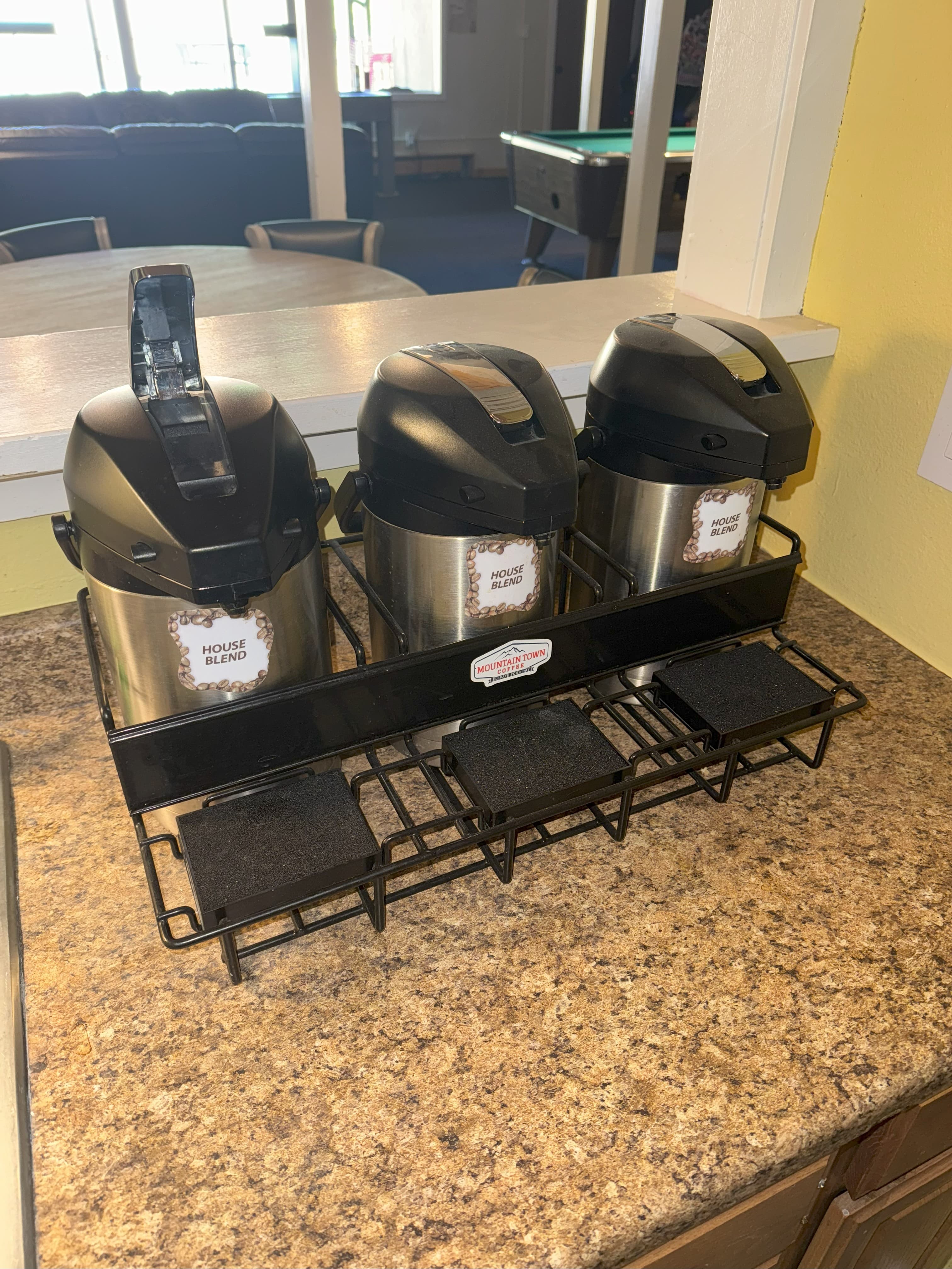 Morning coffee, tea, and hot chocolate station