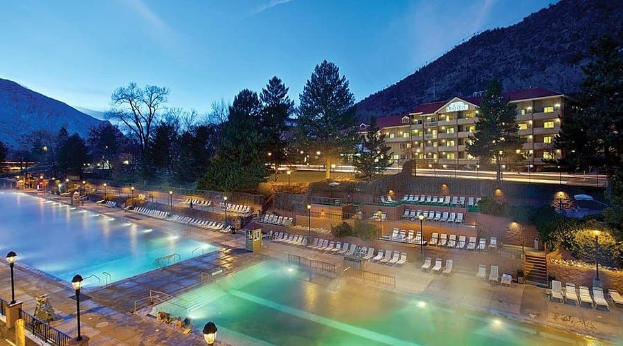 Relaxing at Glenwood Hot Springs after a day on the slopes